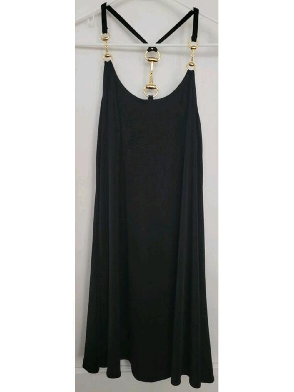 Donna Morgan Black Dress Size 6 Halter Neck Metal Detail Party Dress
